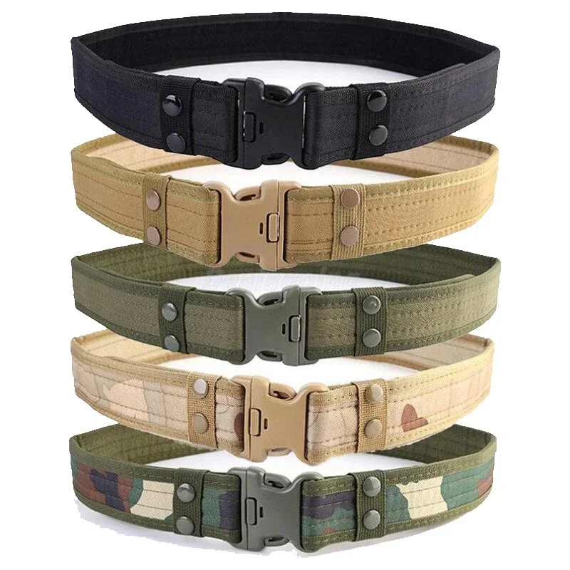 Tactical Belt 130cm Combat Outdoor Multifunctional Training Canvas Quick Release Camouflage