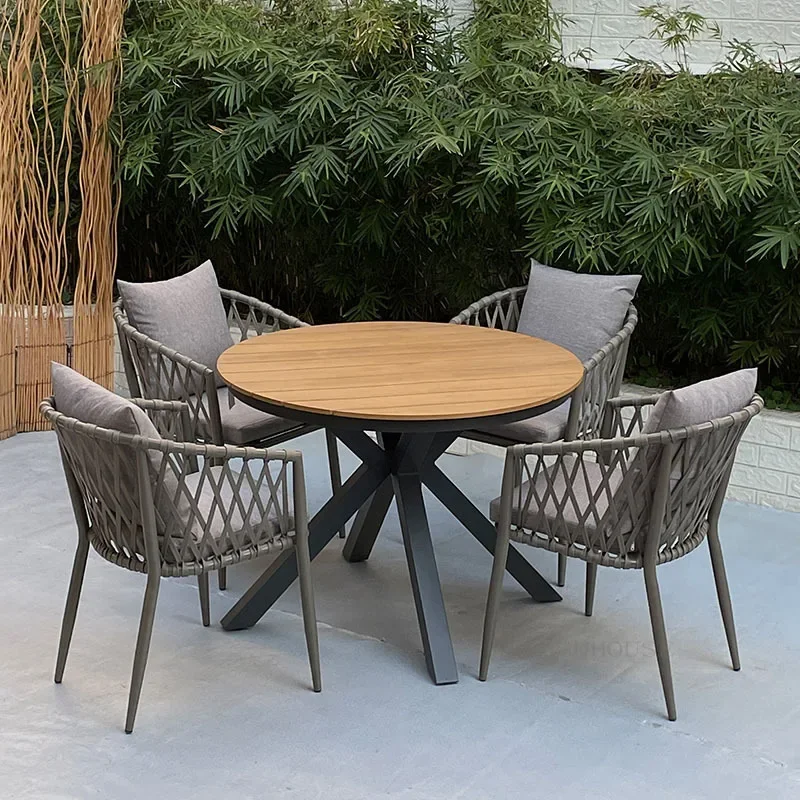 Nordic Ribbon Beach Chairs Simple Table And Chair Combination Leisure Terrace Balcony Outdoor Wicker Chair Set Outdoor Furniture