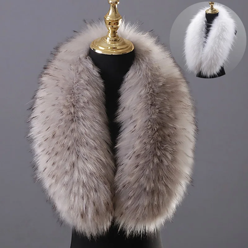 Large Faux Fur Collar Fashion Fluffy Trim Strip Winter Warm Plush Fake Collar Scarf For Parkas Down Coat DecorShawl Wrap Scarves 2