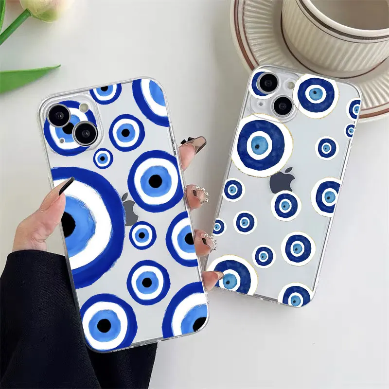 Wunderschöne Augen blau böse Blick drucken Handy hülle für iPhone 14 plus Pro Max 12 13 11 Pro Max Mini x xr xs transparente Rück abdeckungen – Detail 14