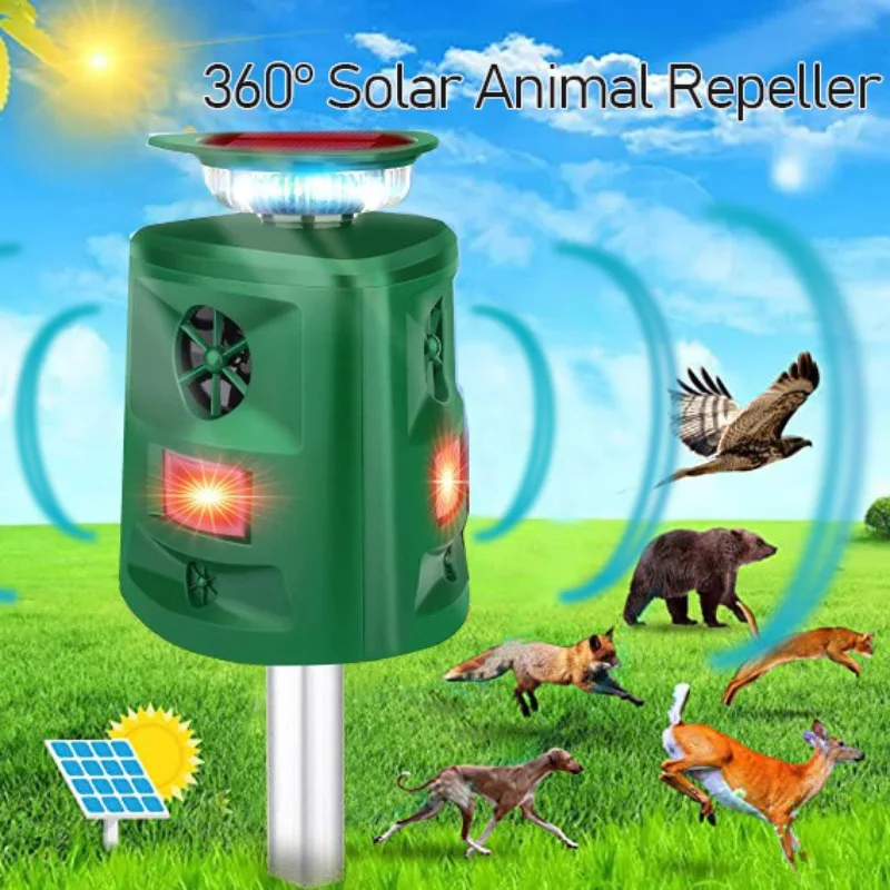 Répulsif solaire 62 pour animaux, capteur PIR étanche, jardin extérieur,  anti chat, chien, sanglier, USB, alarme solaire ultrasonique - AliExpress