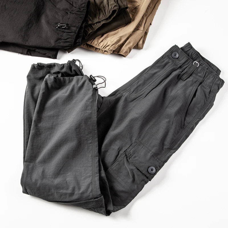 Trendy functional style detachable shorts for spring and summer thin and versatile straight leg men's multi pocket workwear pant 3
