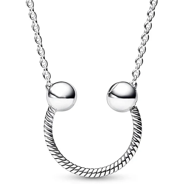 

Moments U-shape Charm Pendant Necklace 925 Sterling Silver Chain Necklaces Colgantes Collares Women Jewelry DIY Gifts
