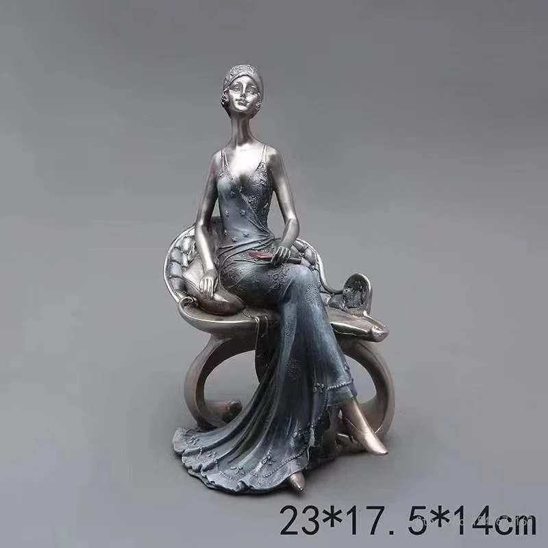 Light Luxury Beauty Character Sculpture Decor Creative Resin Crafts Home Entrance Living Room Office Wine Cabinet Decoration 1Pc
