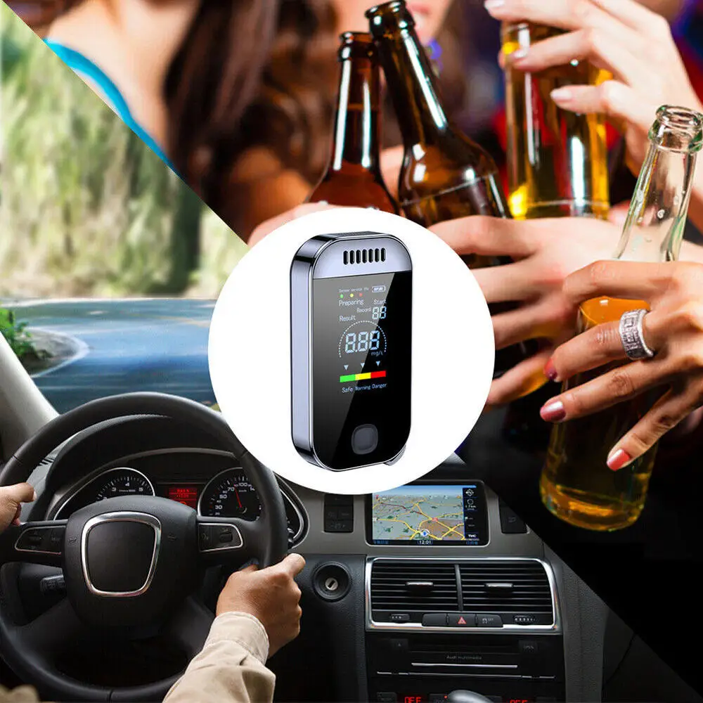 Breath Alcohol Tester Portable Digital Breath Alcohol Tester Professional Breathalyzer with LCD Display USB Rechargeable