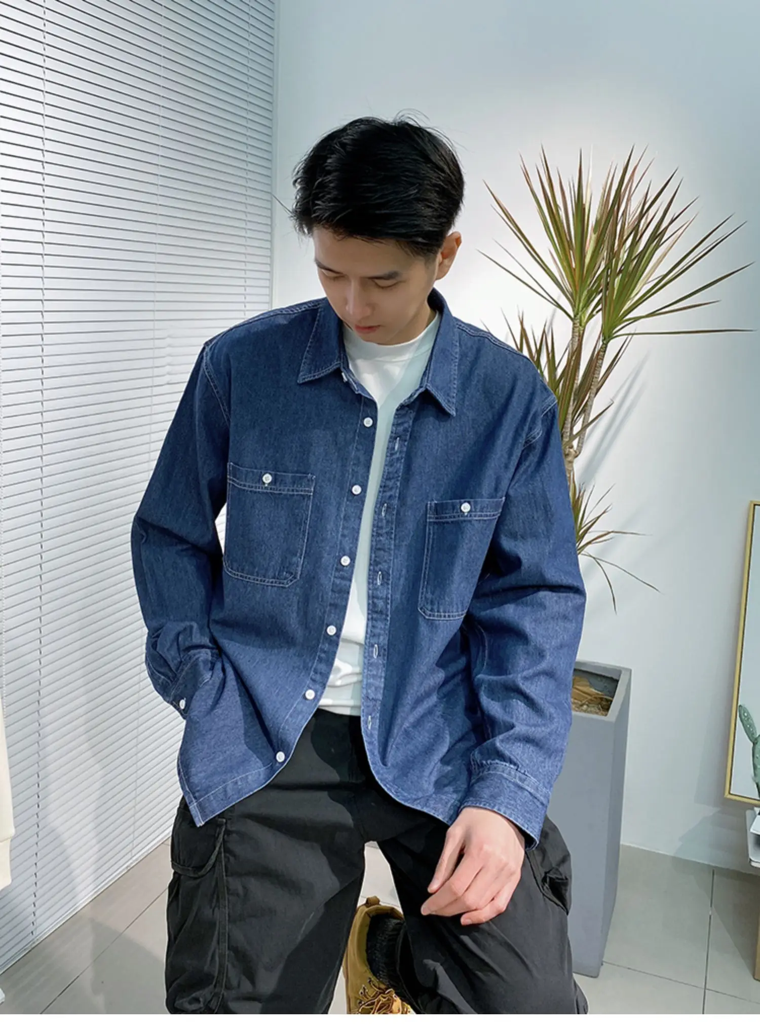 Long Sleeved Denim Shirt Men's Heat-resistant Welding Construction Site Work Clothes Wear-resistant Labor Protection Clothing denim shirt long sleeved shirt