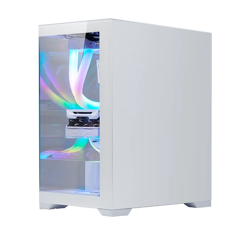 WJCOOLMAN 프리즘 글래스 측면 광투과 게임용 컴퓨터 데스크탑 케이스 240 수냉식/ATX 마더보드 지원