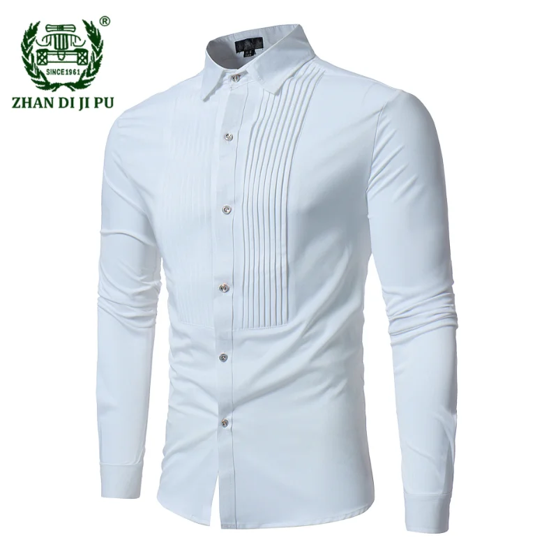 

Men's Shirt Slim Fit Long Sleeve White Dress Shirt Men Business Work Formal Social Wedding Shirts Male Chemise Homme Streetwear
