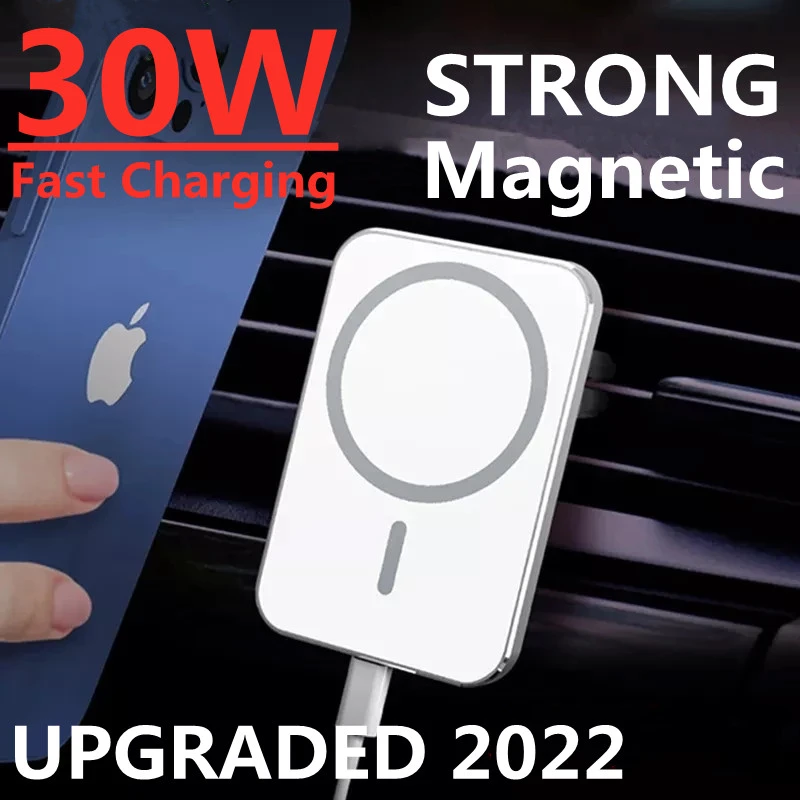 30w Car Phone Holder Wireless Charger For Macsafe Iphone 13 12
