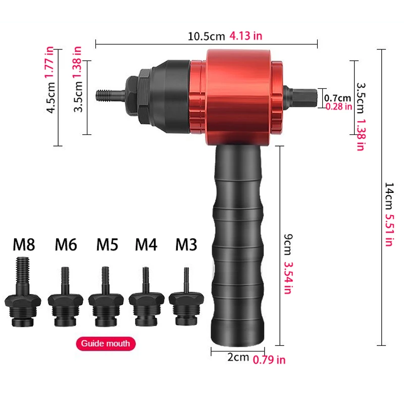M3-M8 Rivet Nut Gun Riveting Cordless Rivet Drill Electric Adapter Insert Nut Tools Can Be Used In Manual And Electric Mode