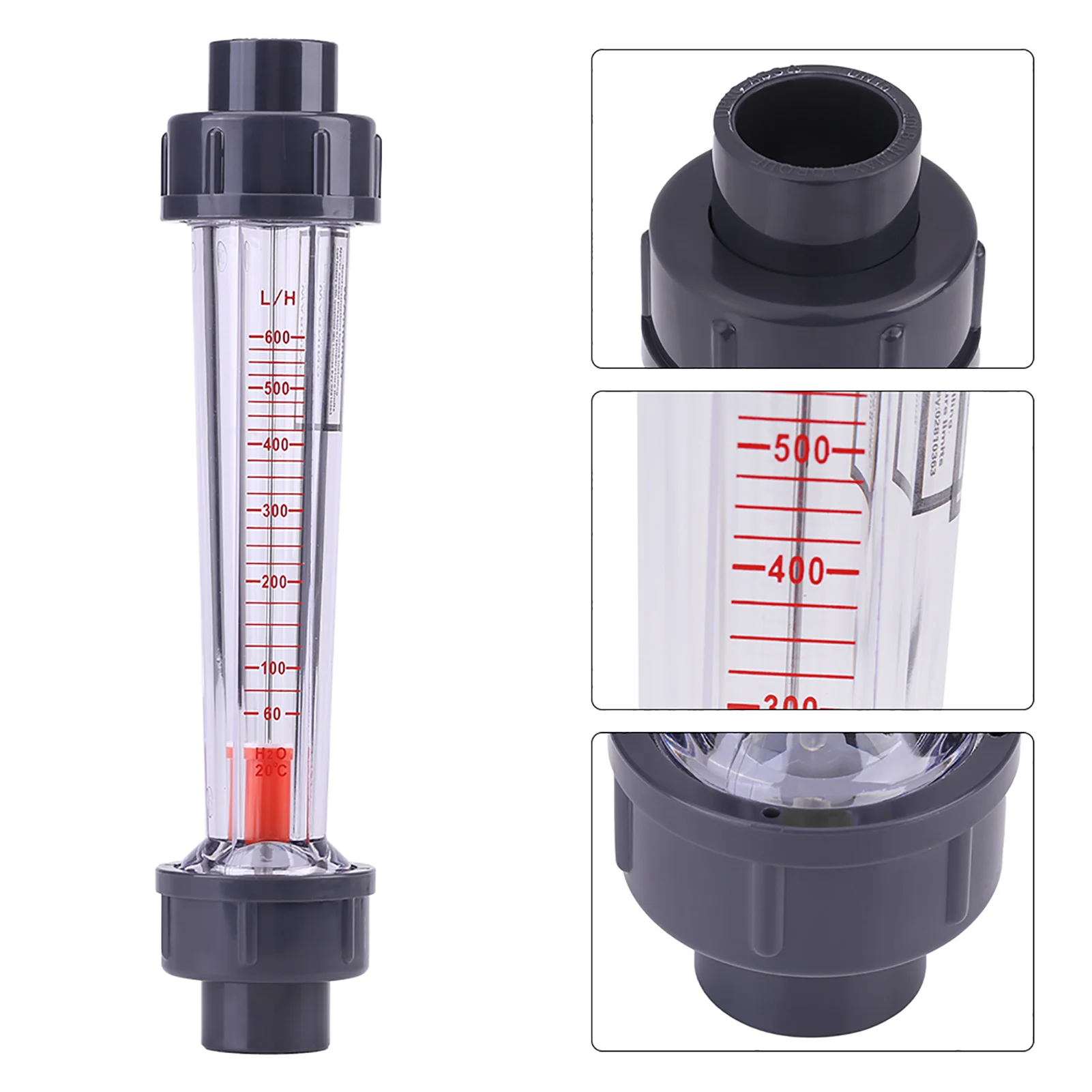 Water Flow Meter 60‑600L/H Plastic Tube Liquid Water Rotameter LZS‑15D Flow Meter