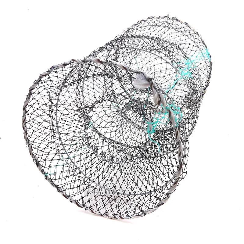 Fishing Net Crab Crayfish Lobster Catcher Pot Trap Eel Live Bait Woven Loop Rope With Black Foldable Portable Fishing Net