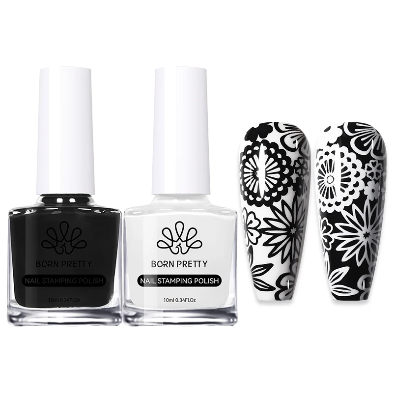 2Pcs/Set 10ML Nail Stamping Polish Varnish for Nail Art Plates Stamp Oil Stamping Series nail polish
