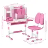 2Pcs/Set Height Adjustable Children School Study Table Chair Set Kids Study Desk Chair Set with Sitting Corrector and Book Stand 6