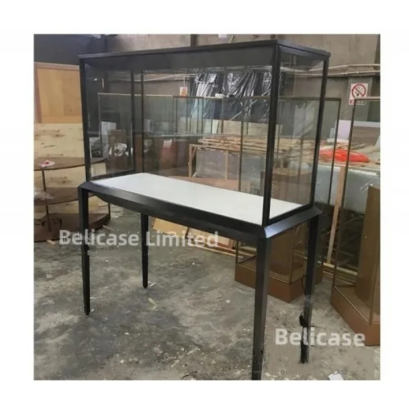 

Custom, Stainless Steel Jewelry Counter Window Glass Display Floor Standing Luxury Jewellery Display Cabinet Showcase Moder