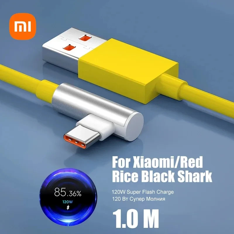 Xiaomi 120W USB Type C Gaming Fast Charging Cable with 90-Degree Elbow Design