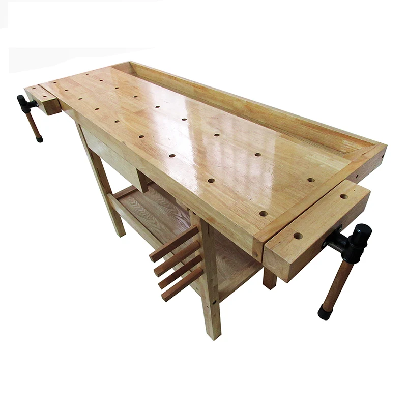 

Multifunctional Woodworking Workbench Console Beech Wood Workbench Diy Manual Carpentry Solid Wood Table With Clamp YL-151-A