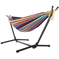 Double Hammock with Stand Two Person Hammock Adjustable with Space Saving Steel Hammock Stand Includes Portable Carrying Case 1