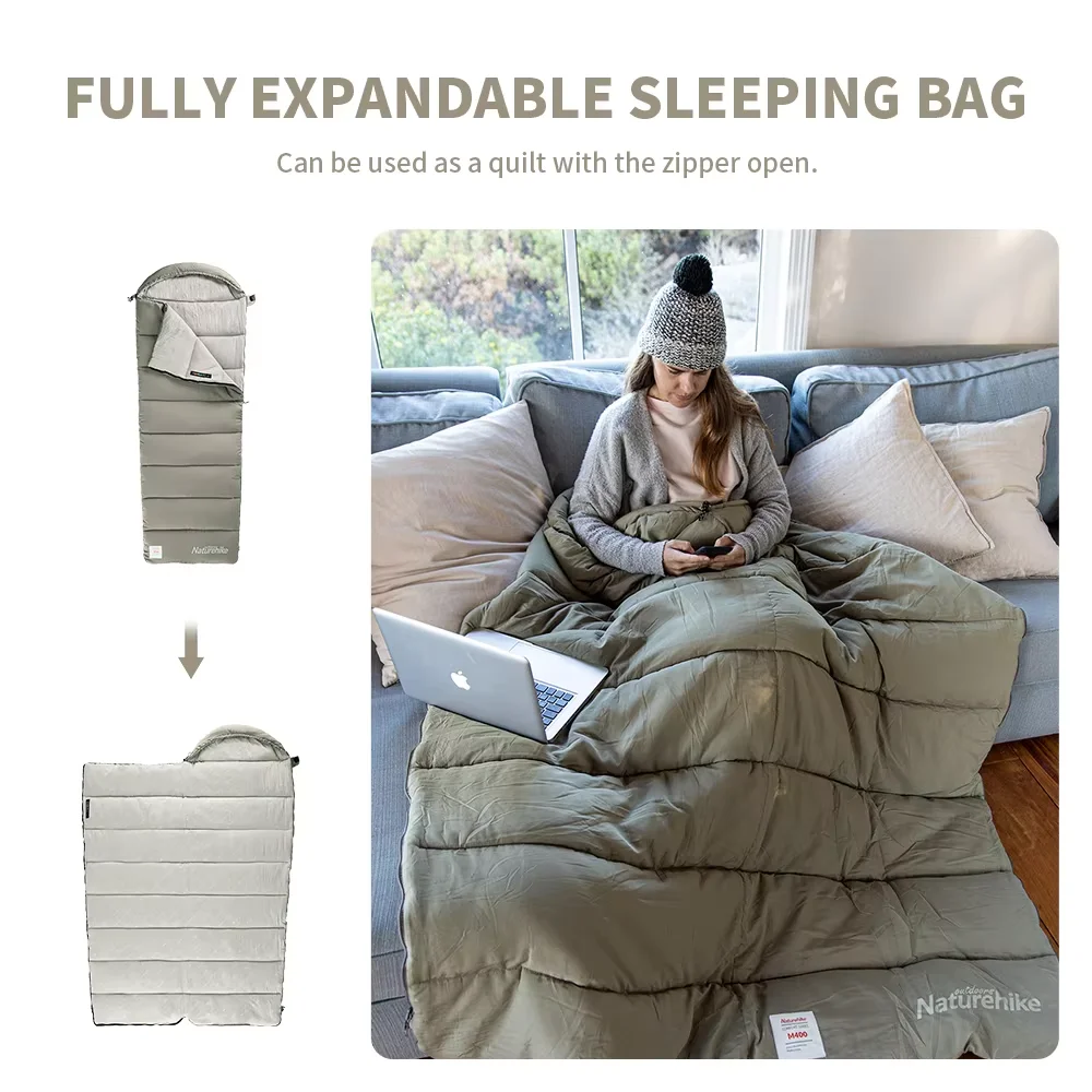 Sleeping Bag Naturehike Sleeping Bag M180 M300 M400 Camping Cotton Splicable Waterproof Envelope Bags Machine Washable sleeping bag,survival sleeping bag