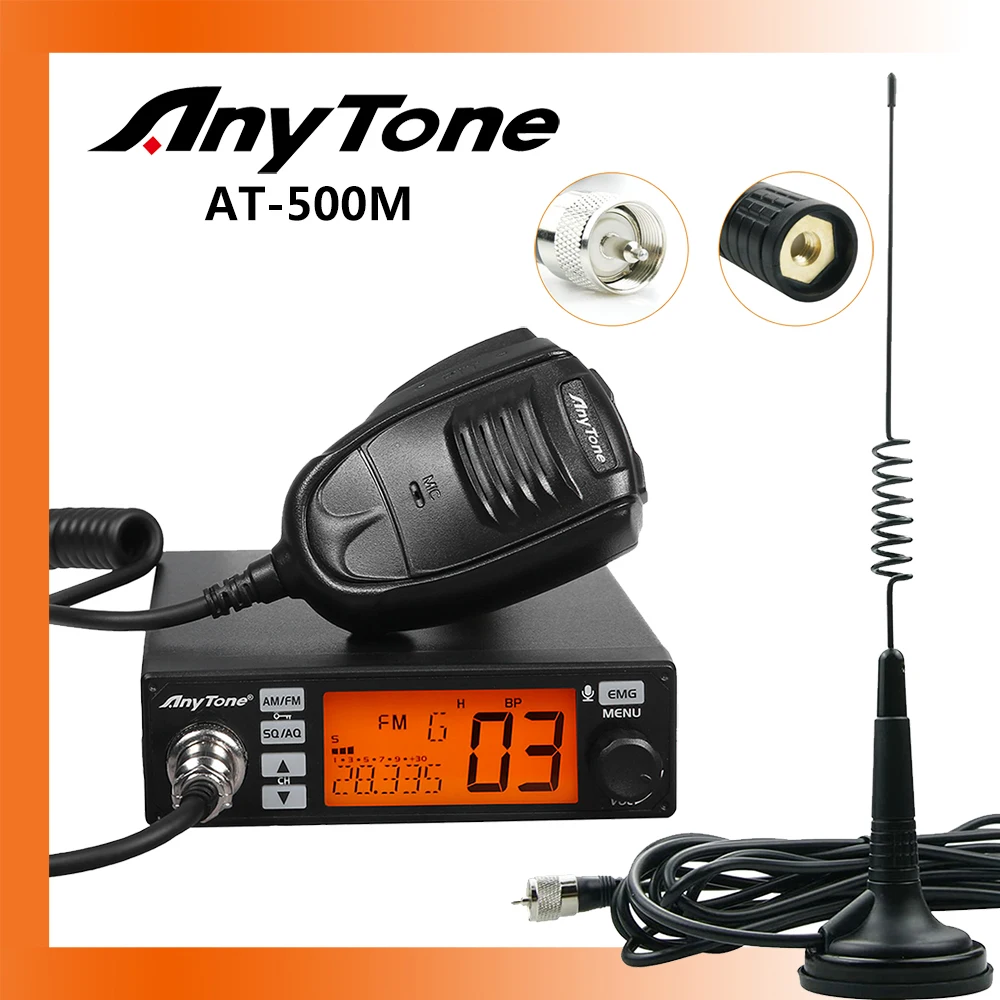 

Anytone AT-500M VOX CB Radio AM/FM 27Mhz Truck Radio AM/FM Programmable 10 Meter Radio 15W 40CH CB Car Radio