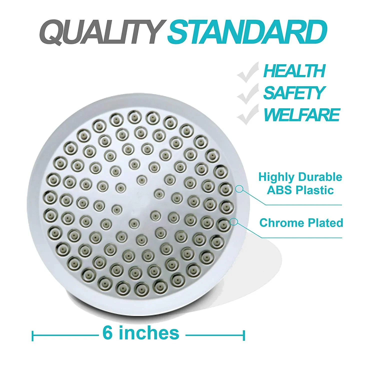 New 6 inches High Pressure Rain Shower Head with Arm 1min Installation Polished Chrome Rainfall Showerhead Anti-Clogging Nozzles 3