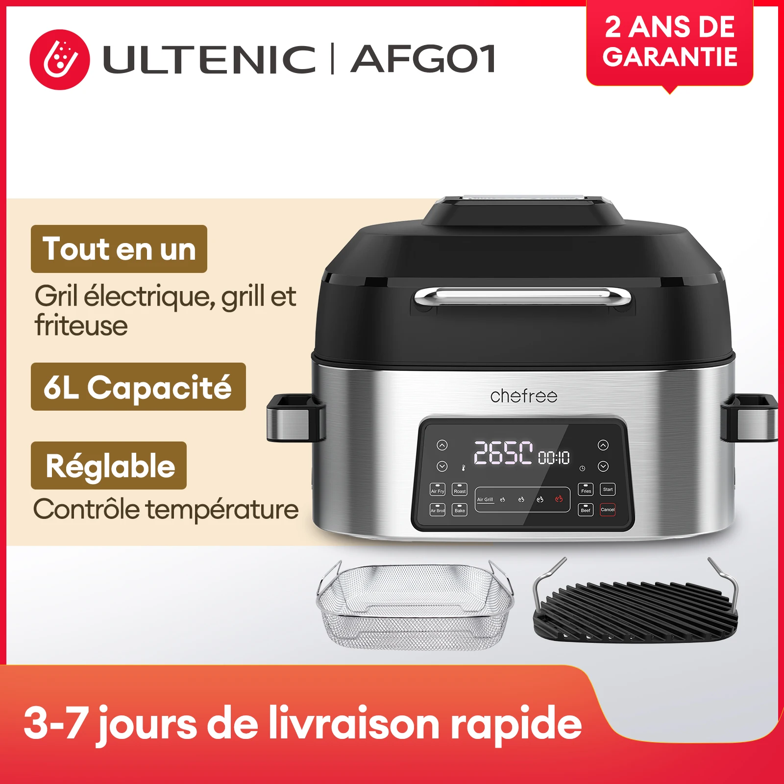 AIRFRYER À AIR CHAUD MULTIFONCTION 🤩 CHEFREE AFG01 Grill Air Fryer 