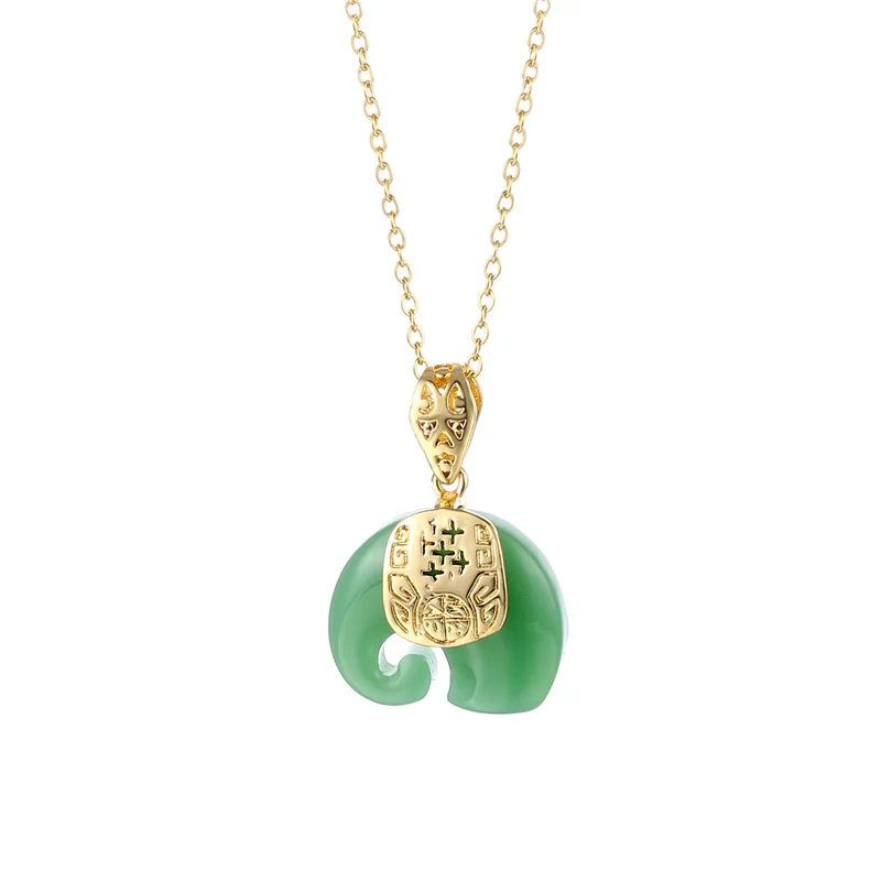 New Elephant Necklace Women's Ethnic Style Pendant Charm Clavicle Chain 3