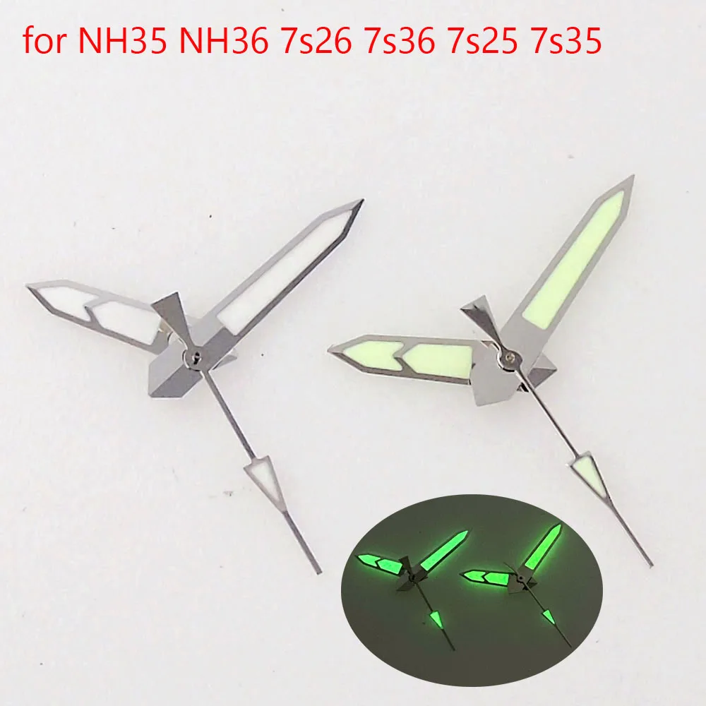 Green Luminous Watch Hand with Silver Edge
