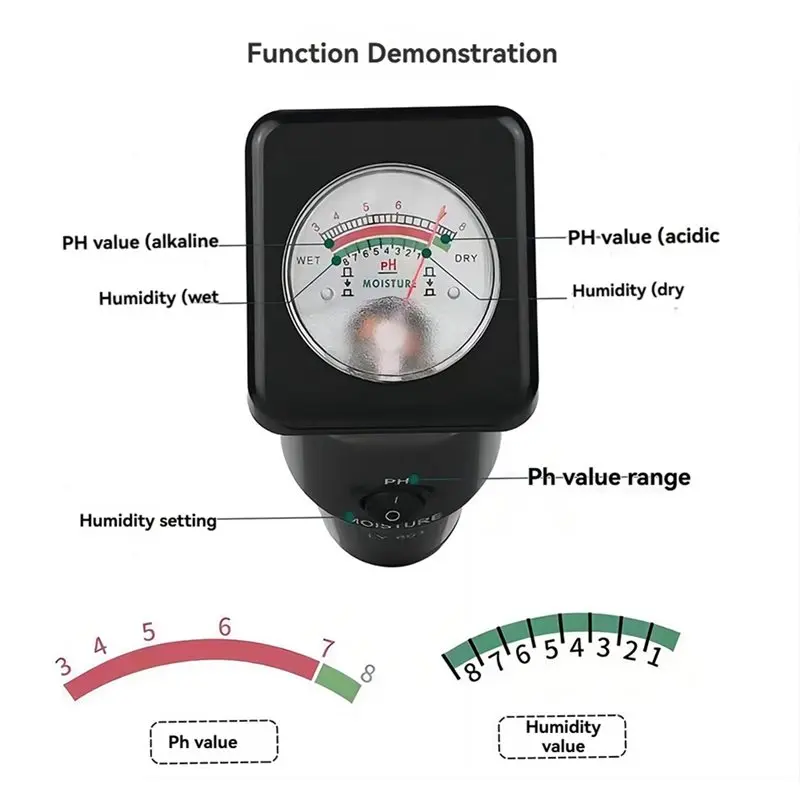 휴대용 토양 테스터 토양 수분 PH 측정기 산도 습도 측정기 토양 PH 측정기 PH 감지기 습도 분석기