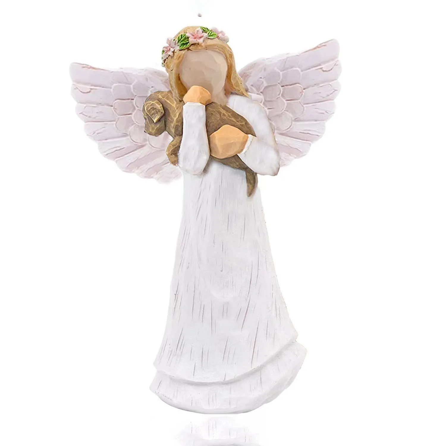 Manufacturer Direct Polyresin Pet Memorial Angel Hold Dog Statue tombstone