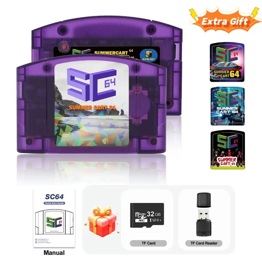 EPICJOY SummerCart 64 SC64 Open Source Game Card N64 with Built-in Emulator For N64 Console Gift 32GB TF Card 5400 Games