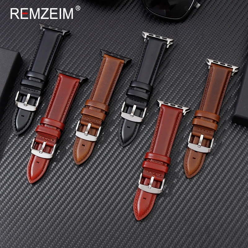 Luxury Genuine Leather Strap for Apple Watch - Elegant Bracelet for Men & Women