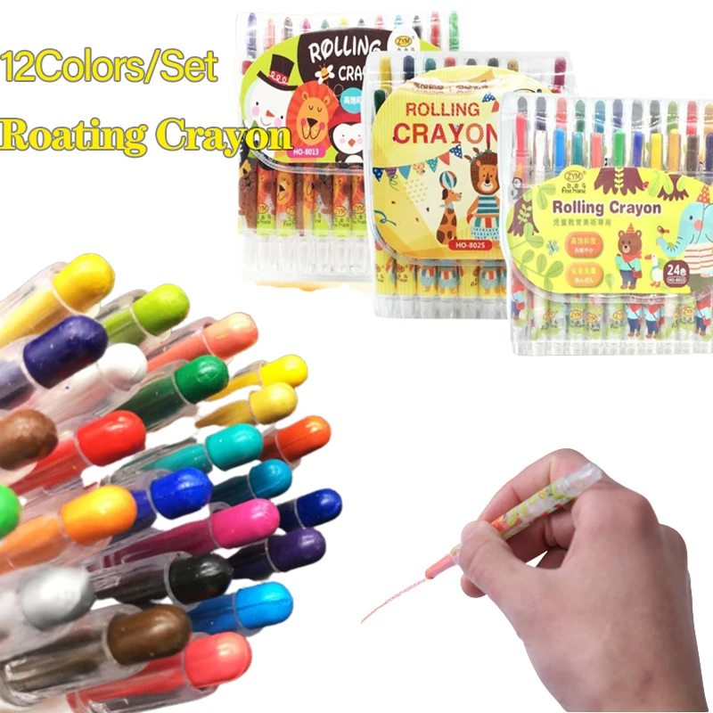 Colored Crayon Drawing Sketching Set 12 Color Children's Coloring Oil Painting Stick Profession Safety Artist Supplies colored crayons oil painting sticks