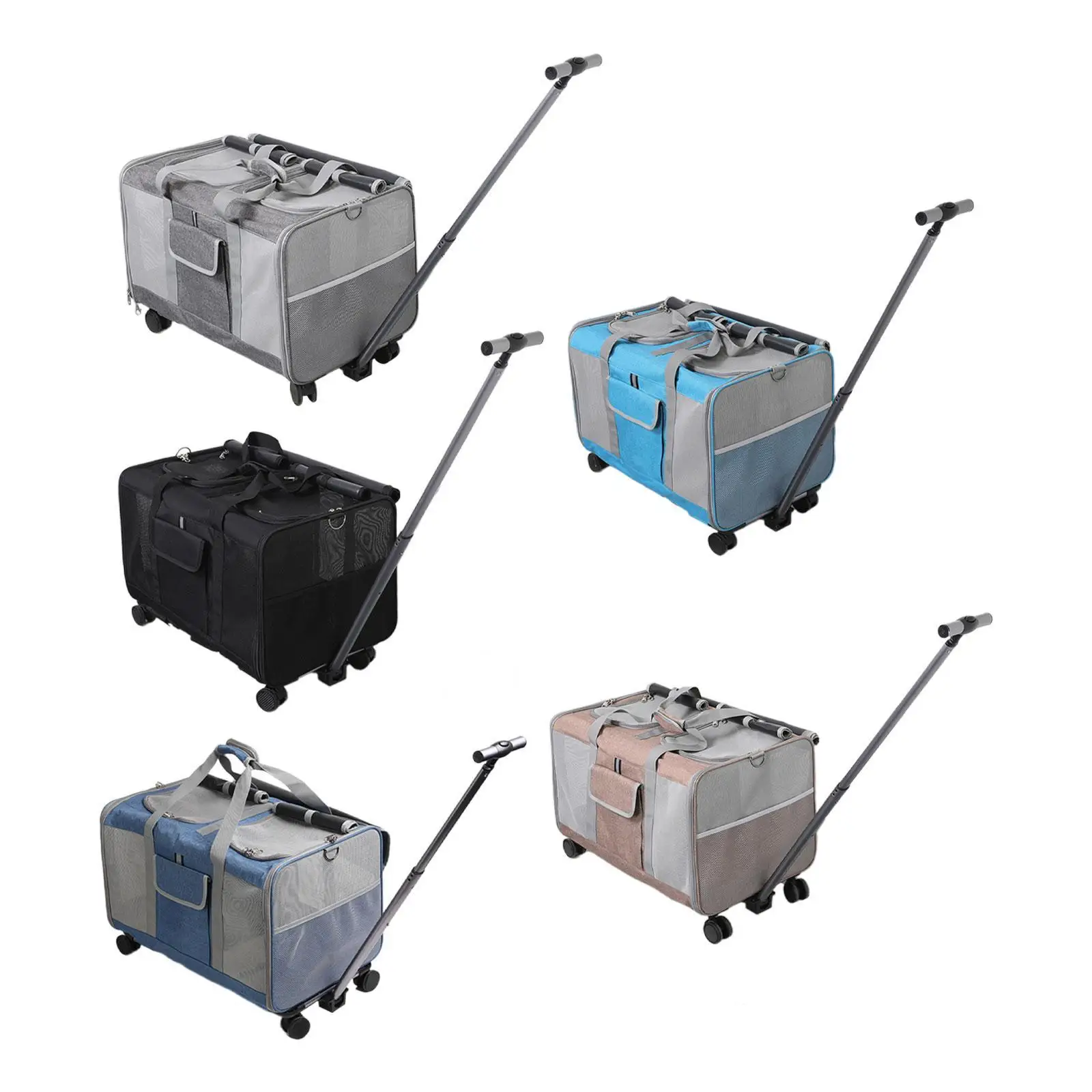 Dog And Cat Carrier with Wheels, Cat Carrier with Wheels for 2 Cats, Foldable, Soft-sided Pet Travel Bag