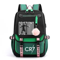USB School Bag Computer Bag Football Hot Stamping Women's School Bag Travel Bag Large Capacity Student Backpack Men's
