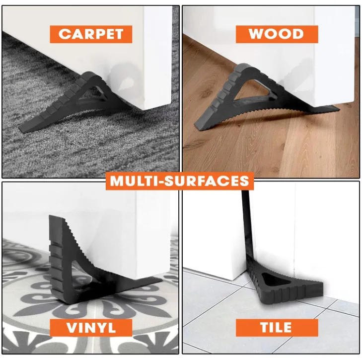 Rubber Door Stopper Reusable Shock Absorbent Block Wedge