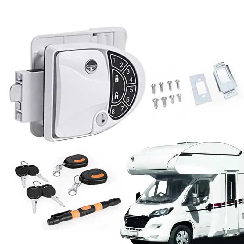 ElectronicDoorLockWirelessKeylessEntryDoorLatchForCamperTrailerAntiTheftDeadbolt