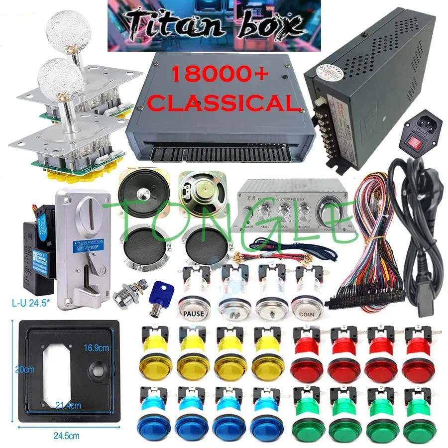 2 Giocatori Titan Box 18000 + In 1 Jamma Game Kit Copia Sanwa Joystick Led Pulsante Moneta Accettore Per Fai Da Te Arcade Macchina Armadio