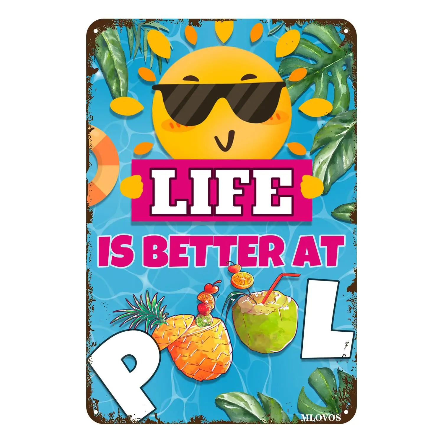 

Жизнь лучше у бассейна, жестяной знак для бассейна, металлический жестяной знак для бассейна, летние садовые уличные украшения 8x 1