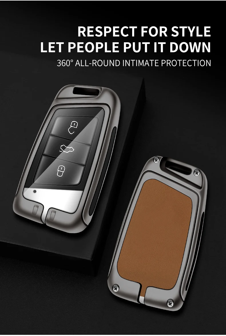 Custodia per chiave auto in pelle metallica Shell Fob per VW Volkswagen Passat B8 Magotan per Skoda Kodiaq Superb A7 per accessori per sedili - S1a22003ac30d428fa9fd57de4269a822l