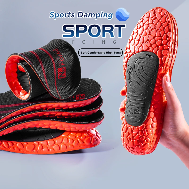 1 Pair Anti Slip Embedded Running Insoles-Comfortable Light High Elastic Air Cushion, Shock Absorption Insoles for Men Women