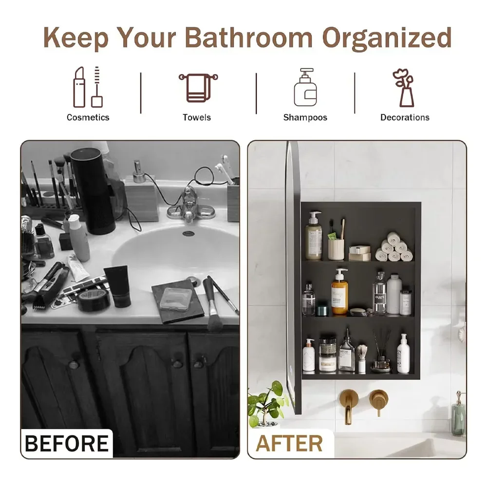 Wall Mounted Metal Bathroom Medicine Cabinet with Mirror