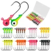 40Pcs Crank Jig Head Hook Round Ball Head Fishing Jigs Hook Bass Lures Crappie Jig Heads for Trout Walleye Saltwater Fishing Jig