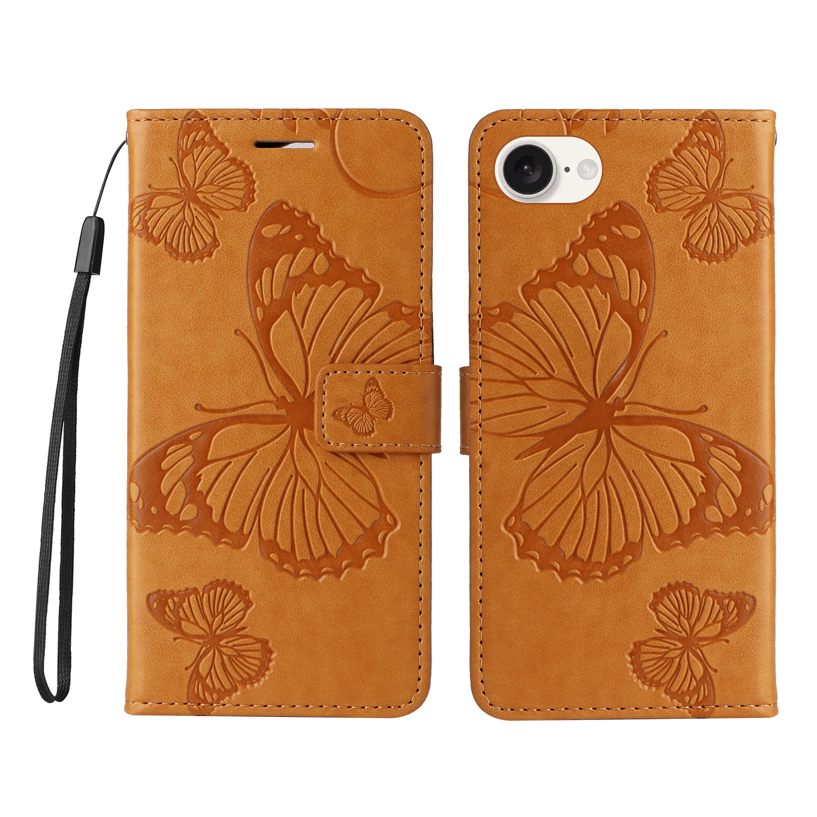 Elegant Leather Flip Wallet Case | Butterfly Embossed Design with Card Holder