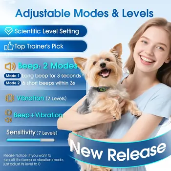 Dog Bark Collar,Small Medium Large Dog Smart Bark Collar,Adjustable Beep Vibration Modes & 7 Sensitivity, Automatic Anti Barking 3