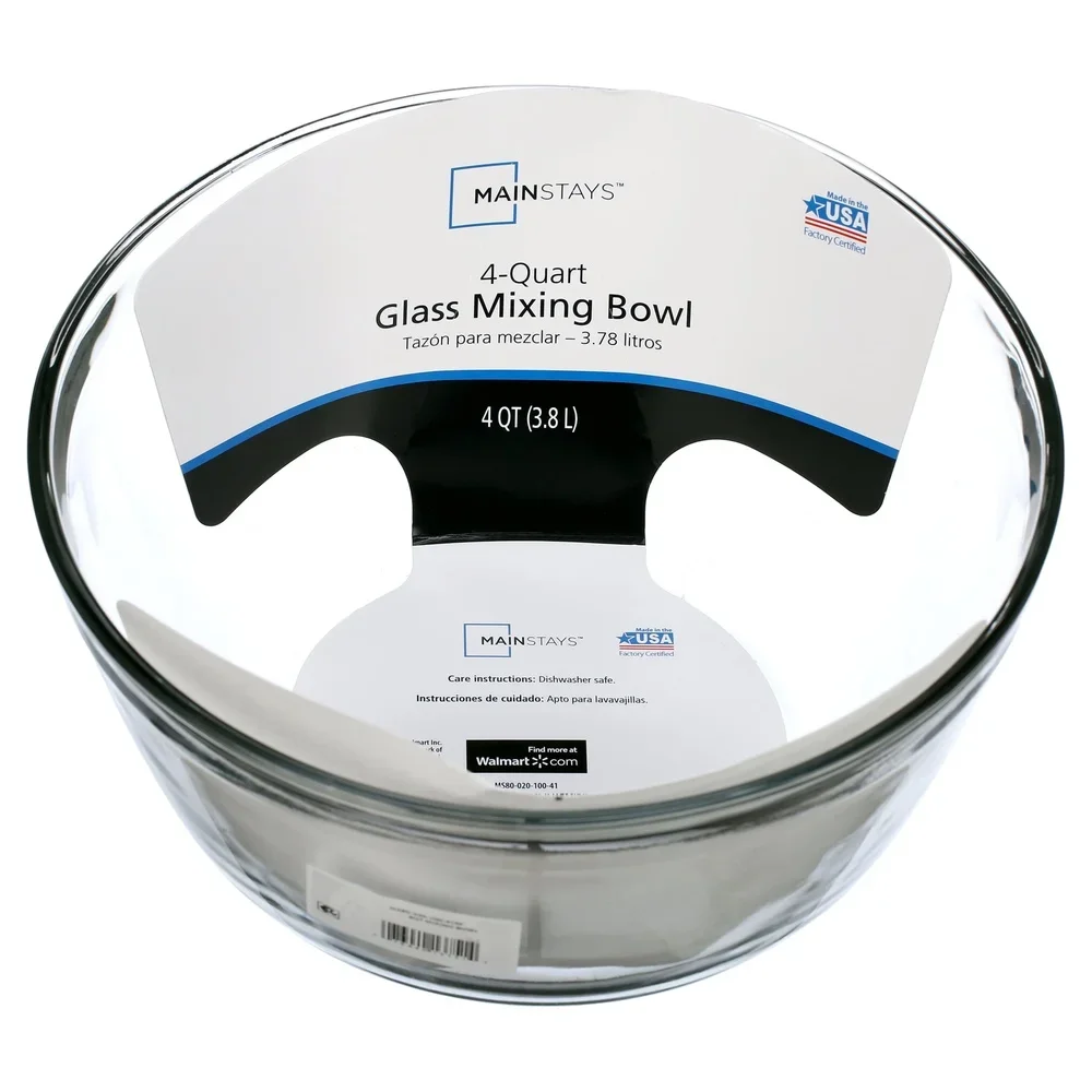 Durable 4Qt Glass Mixing Bowl – Microwave & Dishwasher Safe 4