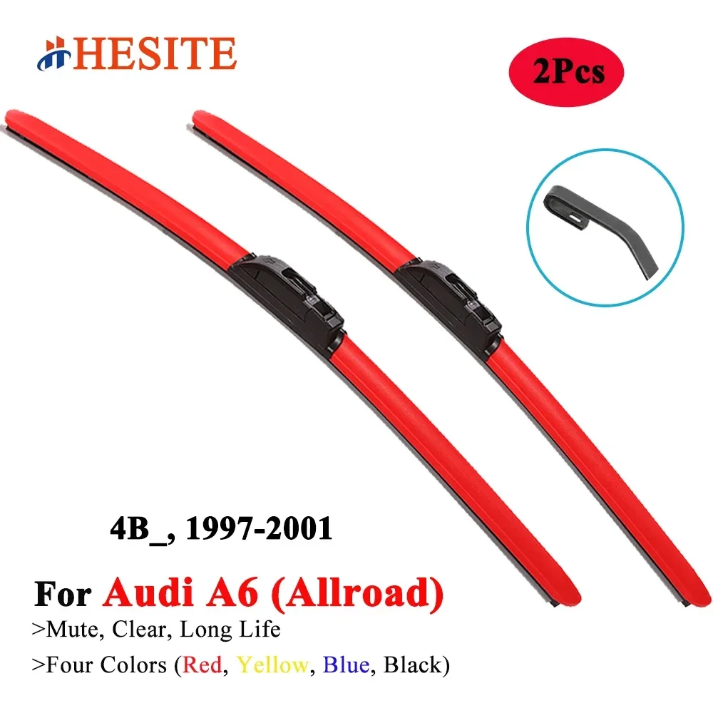 

HESITE Colorful Hybrid Car Window Brushes For Audi A6 Allroad C5 4B2 4B5 4BH Estate Saloon 1997 1998 1999 2000 2001 Blue Wipers