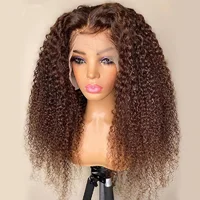 13x4 chocolat brun dentelle avant perruques couleur 13x6 HD Transparent bouclés dentelle avant perruque de cheveux humains vague profonde frontale perruque pour les femmes 2
