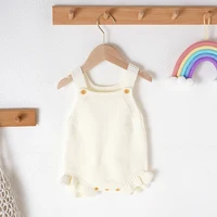 Knitted Acrylic Spaghetti Straps Sleeveless Baby Girls Summer Rompers Portable Infant Jumpsuit Toddler Bodysuit For 0-18 Months 3