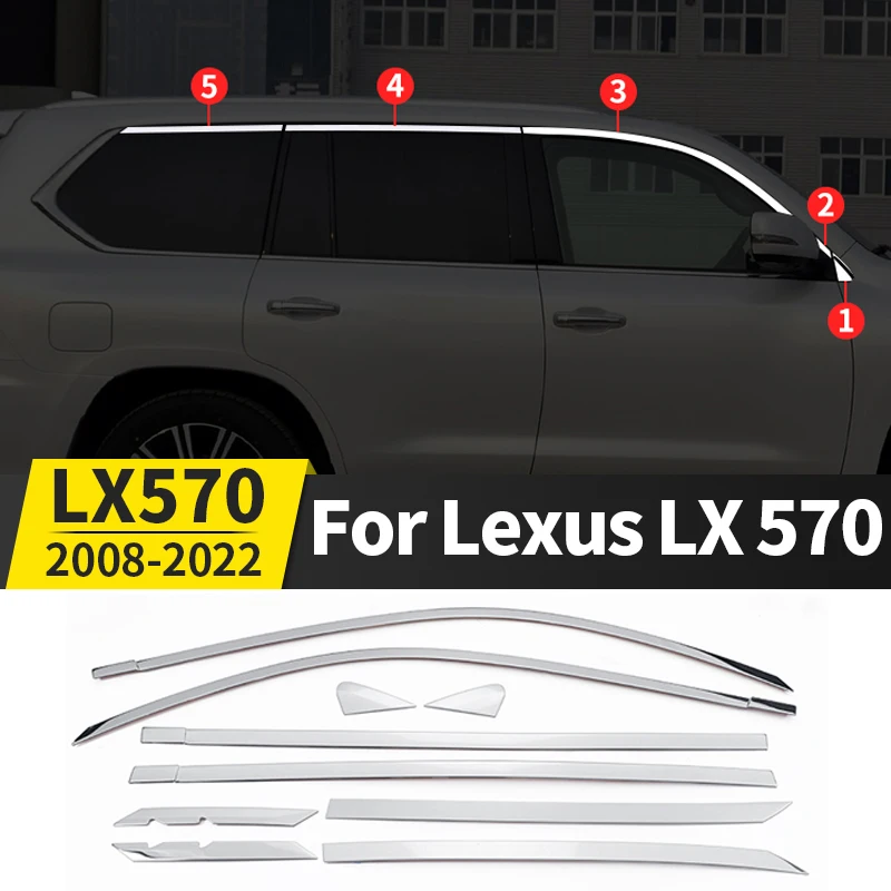 

For Lexus LX570 2008-2023 2022 2021 2020 2019 2018 Car Window Chrome Trim Strip LX 570 Exterior Upgraded Accessories Body Kit
